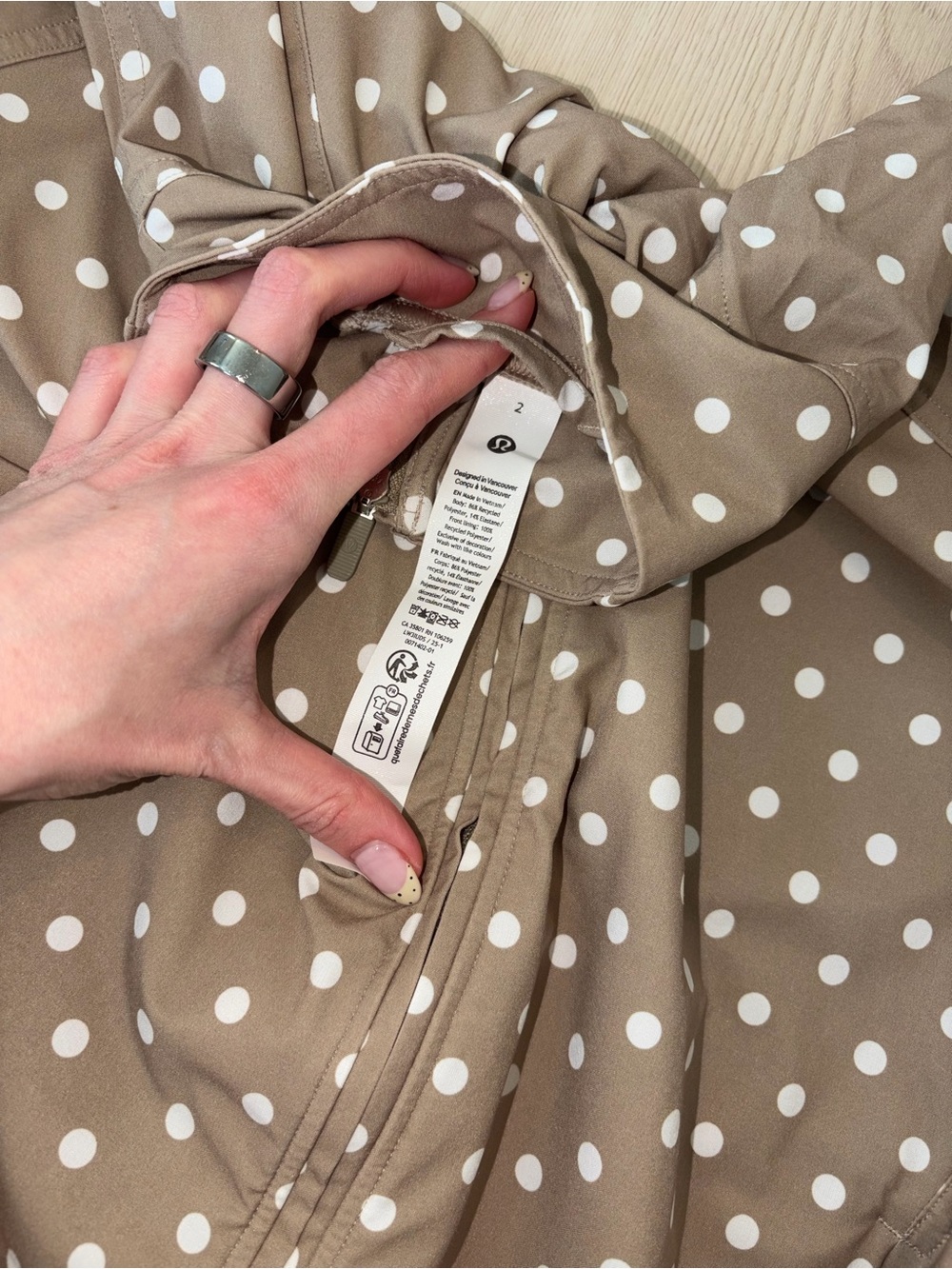 Polka Dot Two-Piece Lulu lemon Set in Taupe and White - Picture 3 of 3